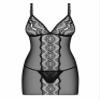 Obsessive Lanceria Set for Women: Mini Nightgown and Thong Lucita Chemise - Black - L/XL view 3