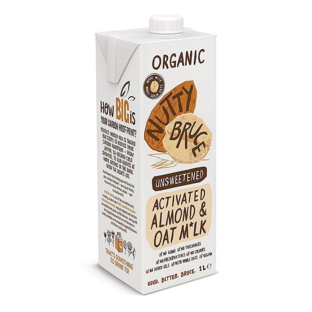 Nutty Bruce Organic Unsweetened Activated Almond & Oat M1lk, 1 Litre