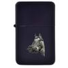 A1 Horses Head Pewter image on a flip top petrol lighter windproof BLACK refillable view 1