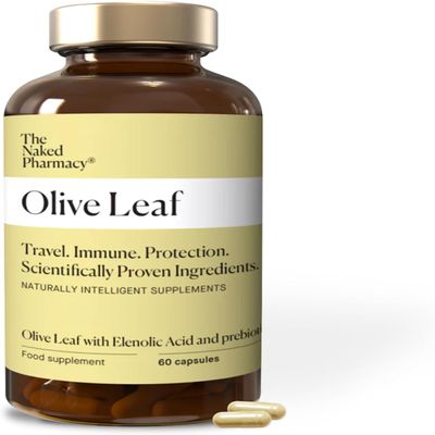 The Naked Pharmacy | Olive Leaf Supplements | for Immune System | Heart Health | with Elenolic Acid & Prebiotic | No Additives | Vegan | 60 Capsules