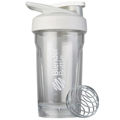 BlenderBottle Strada Shaker Cup, Wire Mixball For Protein Shakes and Pre Workout, 710ml, White