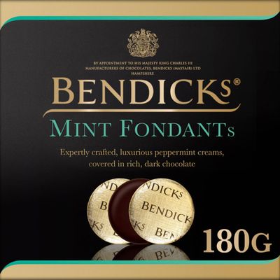 Bendicks Dark Chocolate Mint Fondants, Smooth Fondant Centres Coated in Dark Chocolate, Vegan, 180 g (Pack of 1)