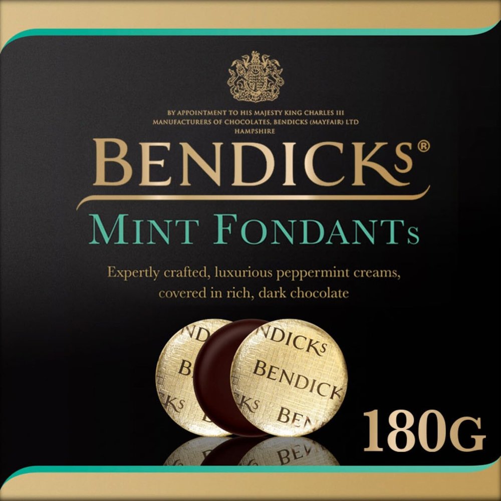 Bendicks Dark Chocolate Mint Fondants, Smooth Fondant Centres Coated in Dark Chocolate, Vegan, 180 g (Pack of 1)