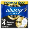 Always Ultra Sanitary Towels, Size 4, Secure Night, 180 Towels with Wings, Abundant Night Flow, Eco Size, Max Comfort, Super Absorbent and Ultra Thin view 1
