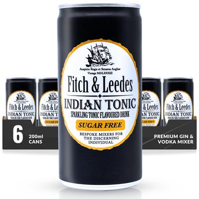Fitch & Leedes Sugar-Free Indian Tonic  6 x 200ml Mixer for Botanical Gins