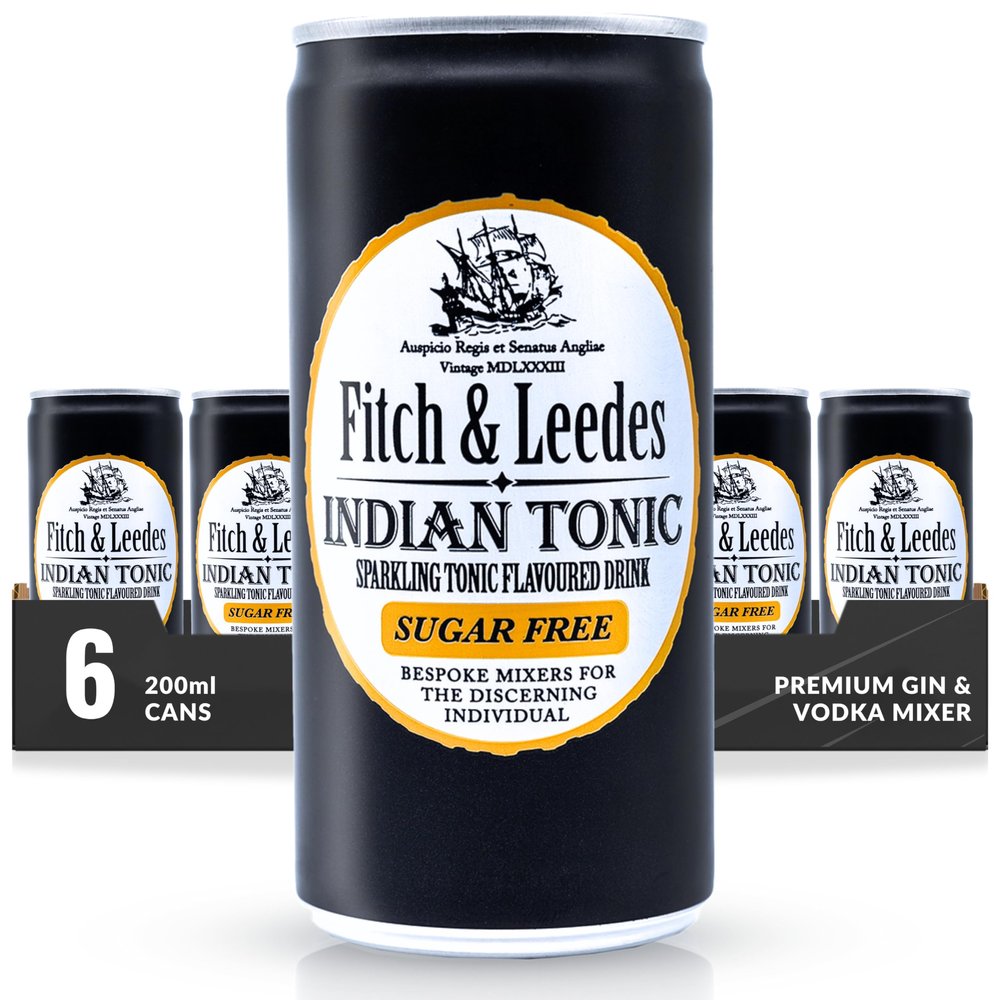 Fitch & Leedes Sugar-Free Indian Tonic  6 x 200ml Mixer for Botanical Gins