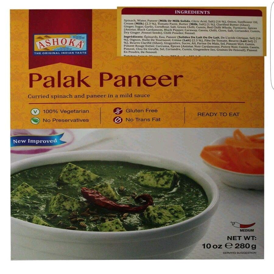Ashoka Ready Meals Heat&Eat - Palak Paneer 280G Pack of 10