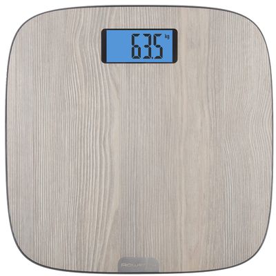 Rowenta Origin Light Wood BS1600 Bathroom Scale with Large Display, Wood Finish, Auto On, Multiple Measurements, 160kg Capacity with 100g Graduation, AAA Batteries Included