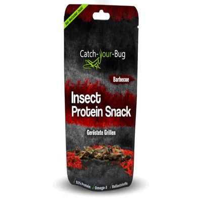 BBQ Spiced Insect Snack, Edible Insects Made in Germany, Insects for Eating by Catch-Your-Bug, 15g Roasted Crickets