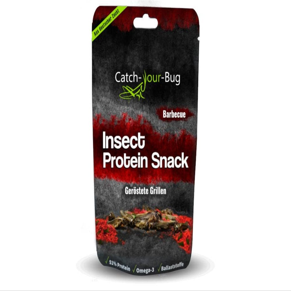 BBQ Spiced Insect Snack, Edible Insects Made in Germany, Insects for Eating by Catch-Your-Bug, 15g Roasted Crickets