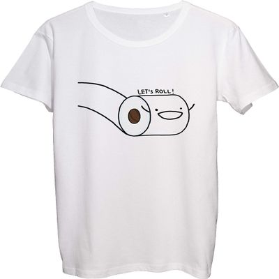 Let's Roll Happy Toilet Paper Drawing Men's T-Shirt bnft Small White