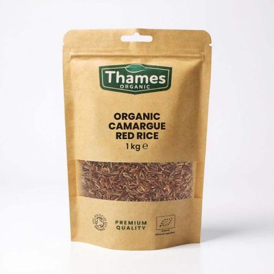 Organic Camargue Red Rice 1kg - Raw, Vegan, GMO-Free, High Fibre, Certified Organic - No Additives or Preservatives - Nutritious, Flavorful, and Sustainable - Thames Organic