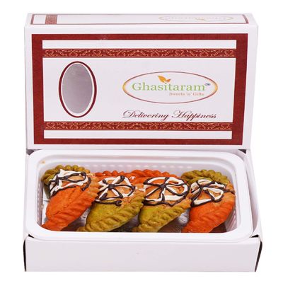 Ghasitaram Gift Holi Sweets, Holi Gifts, Holi Hamper Tirangi Gujiya 200 GMS |Gift for Diwali,Holi,Rakhi,Valentine,Christmas,Birthday,Anniversary,Her,Him|