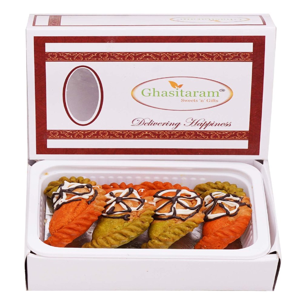 Ghasitaram Gift Holi Sweets, Holi Gifts, Holi Hamper Tirangi Gujiya 200 GMS |Gift for Diwali,Holi,Rakhi,Valentine,Christmas,Birthday,Anniversary,Her,Him|