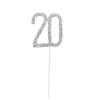 BMC-Designs Small Silver 20TH Birthday Diamante Cake Topper Decoration Twenty Twentieth 20 TH Anniversary 1 STEM Pick UK Seller view 1