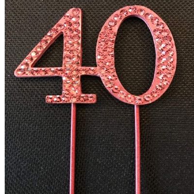BMC-Designs Pink 40TH Birthday Cake Topper Pick Decoration 40 TH Forty Fortieth Anniversary Sparkly UK Seller
