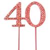 BMC-Designs Pink 40TH Birthday Cake Topper Pick Decoration 40 TH Forty Fortieth Anniversary Sparkly UK Seller view 2