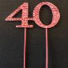 BMC-Designs Pink 40TH Birthday Cake Topper Pick Decoration 40 TH Forty Fortieth Anniversary Sparkly UK Seller view 4