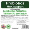 Probiotics Capsules Max Support 6 Billion CFU 100 Pack by ProAid | Healthy Gut | Digestion Support | Bio Cultures | Premium Vegetarian Capsules view 4