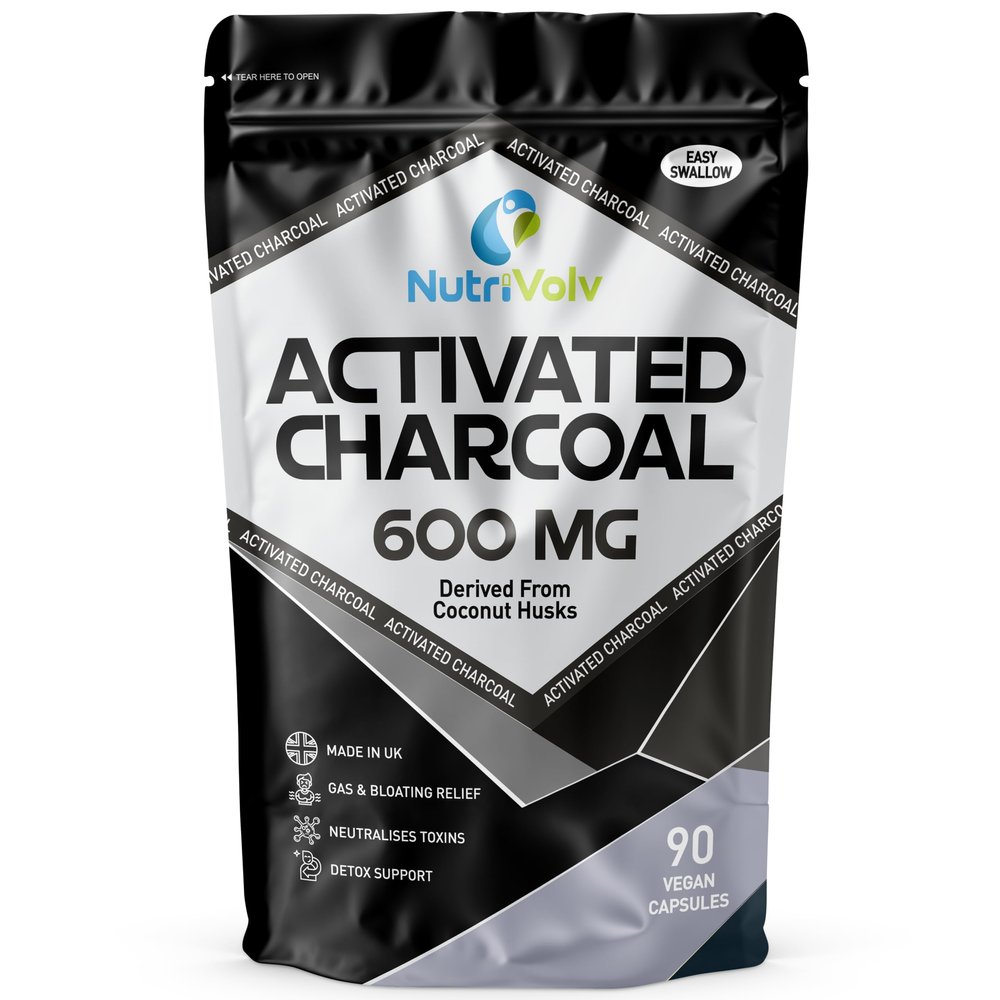 Activated Charcoal 600mg | 90 Capsules | Reduce Flatulence, Gas & Bloating | Detox