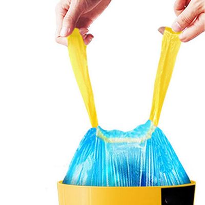 100 Pack Garbage Bags with Drawstring, Heavy Duty Refuse Sacks, Durable Trash Bags for Home and Kitchen, Blue, 45cmx50cm