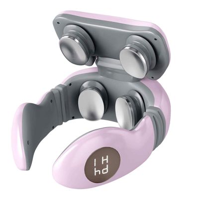0 Outdoor Electric Neck Massager with Heat, Intelligent Machine for Muscle Pain Relief Portable Soothing Massages, U Shaped Design, Low Noise, Safe to Use, Lightweight and Elegant Design,Pink