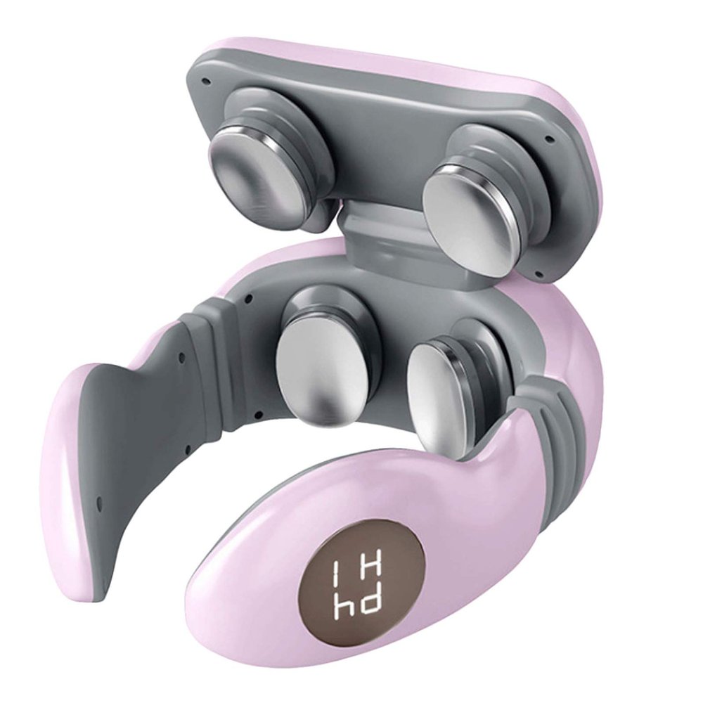 0 Outdoor Electric Neck Massager with Heat, Intelligent Machine for Muscle Pain Relief Portable Soothing Massages, U Shaped Design, Low Noise, Safe to Use, Lightweight and Elegant Design,Pink