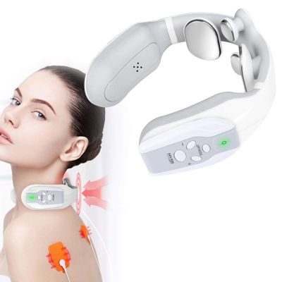0 Outdoor Neck Massager Electric Pulse Neck Massager with Magnet Design Rechargeable Neck and Shoulder Massager, Four Massage Heads, Ergonomic U-shaped Design, Enjoy a Massage Anytime