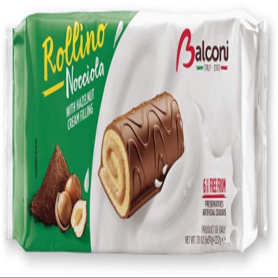 Balconi Rollino Hazelnut Sponge Cake (222g Each) - Pack of 6