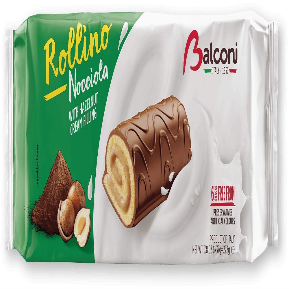 Balconi Rollino Hazelnut Sponge Cake (222g Each) - Pack of 6