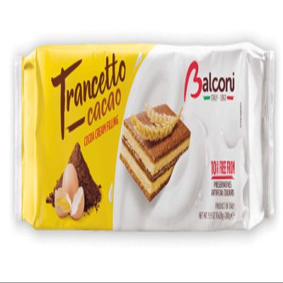 Balconi Transcetto Cocoa Chocolate Snack Cake - 280g Each - Pack of 6
