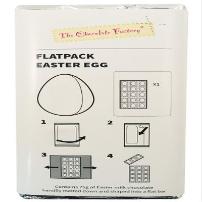 CHOCOLATE FACTORY | Easter Chocolate Bar | Flatpack Easter Egg | Easter Treat | Smooth Creamy Milk Chocolate | 75g Solid Chocolate With Quirky Wrapper | Flatpack Easter Egg Bar
