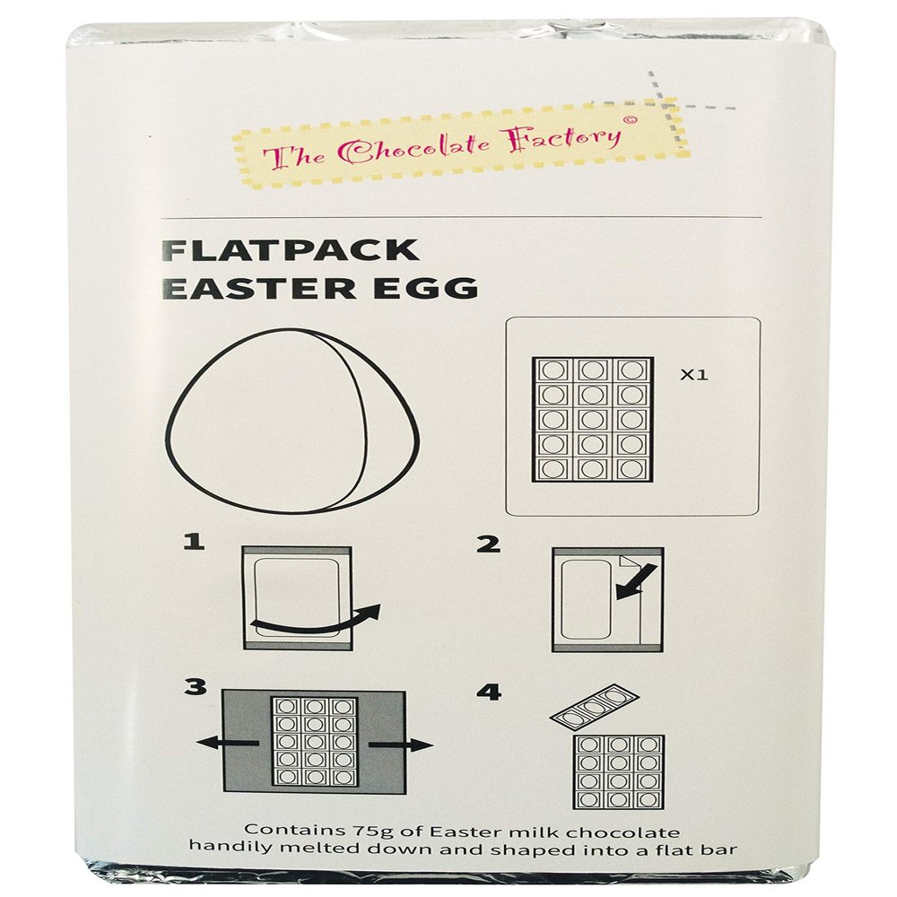 CHOCOLATE FACTORY | Easter Chocolate Bar | Flatpack Easter Egg | Easter Treat | Smooth Creamy Milk Chocolate | 75g Solid Chocolate With Quirky Wrapper | Flatpack Easter Egg Bar