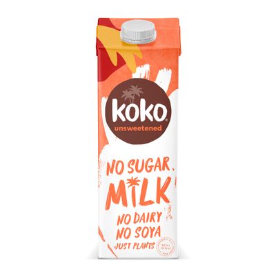 Koko Unsweetened No Sugar Mlk 12 x 1L | Tastes like Dairy & No Added Sugar | No Dairy, No Soya, Just Plants | Allergen Free | UHT Ambient Long Life | 19 Calories Per 100ml