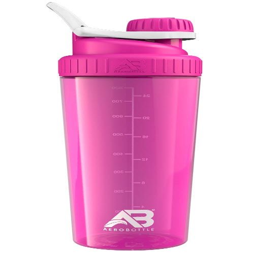 AeroBottle Primus Crystal Water Bottle/Protein Shaker Cup - Wide Mouth, Leak-Proof Screw Cap Design with Loop for Fitness Sports and Outdoors, 32 oz - Pink