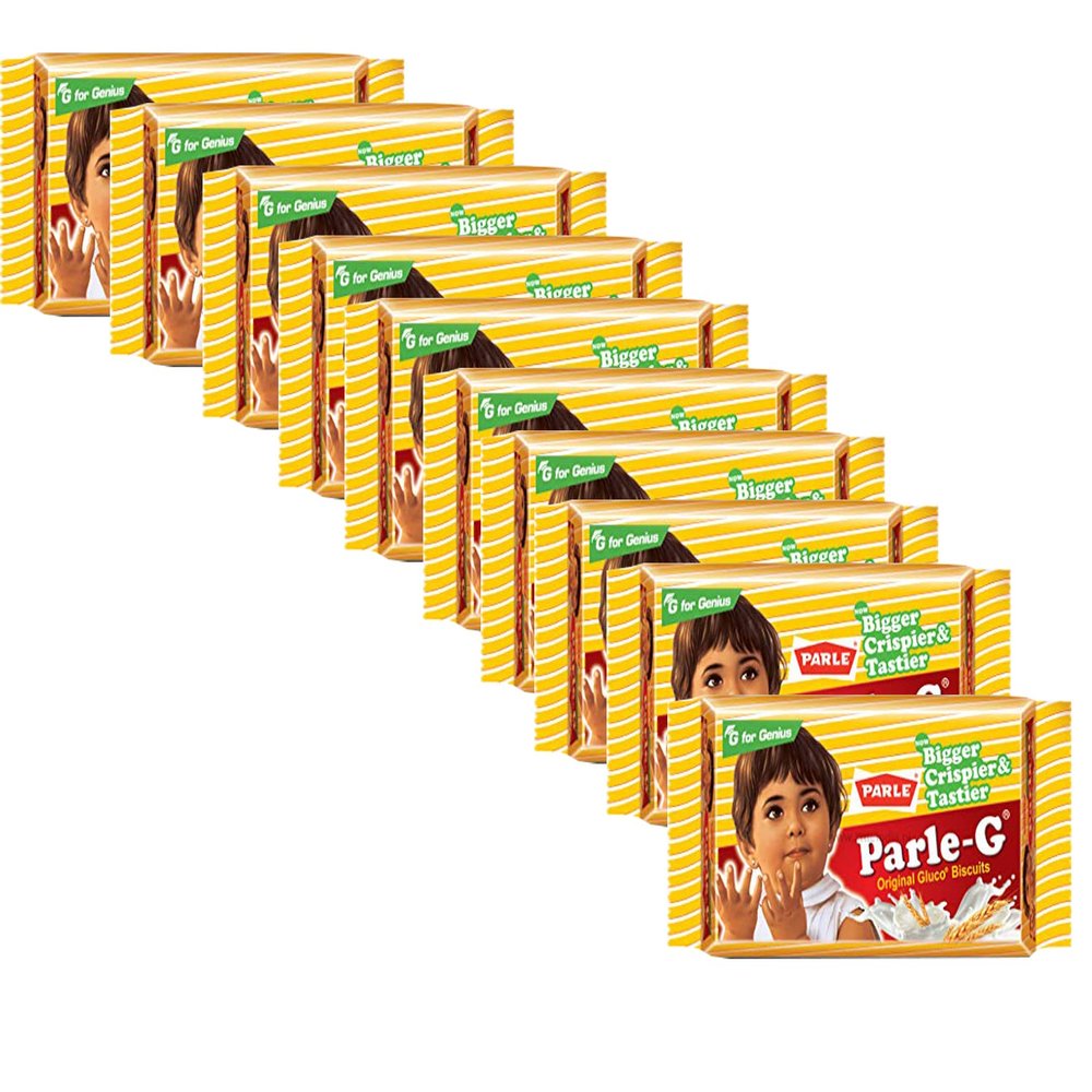 Parle-G 79.9g (Pack of 10)  Original Glucose Biscuits  Goodness of Wheat and Milk  Highly Nutritive  Tasty and Healthy - Delicious Cracker Cookies Snacks for Kids