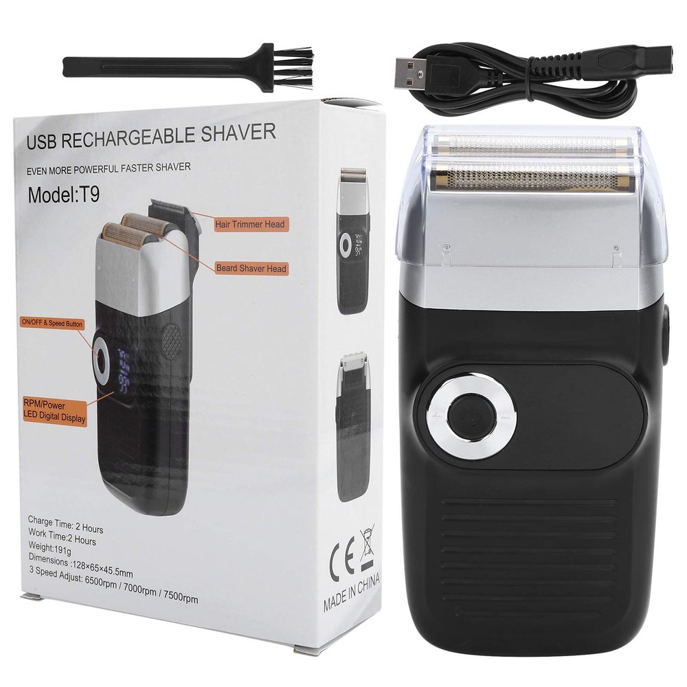 Foil Shaver, Multifunctional Rechargeable Shaver, Portable Electric Beard Razor, Beard Trimmer, Bald Head Shaver, Professional for Men Low Noise Durable Home