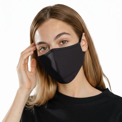 Komonee 5 x 4 Ply Black Face Mask: Winter Washable Reusable Cloth Mouth Cover - Breathable Dustproof Protection for Men & Women - Thermal Warmth for Outdoors, Cycling, Skiing & Daily Use - Adjustable