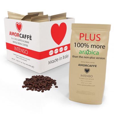 Amorcaffe Intenso PLUS taste Coffee Beans 6x1kg - 6 kg