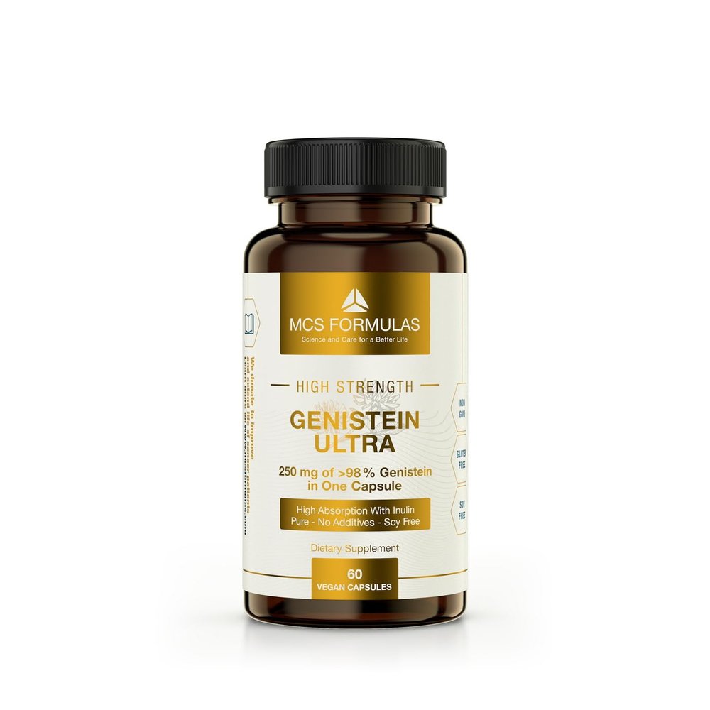 Genistein Ultra, 250 mg/Vegan Capsule, No Additives, Pure (>98% Genistein)
