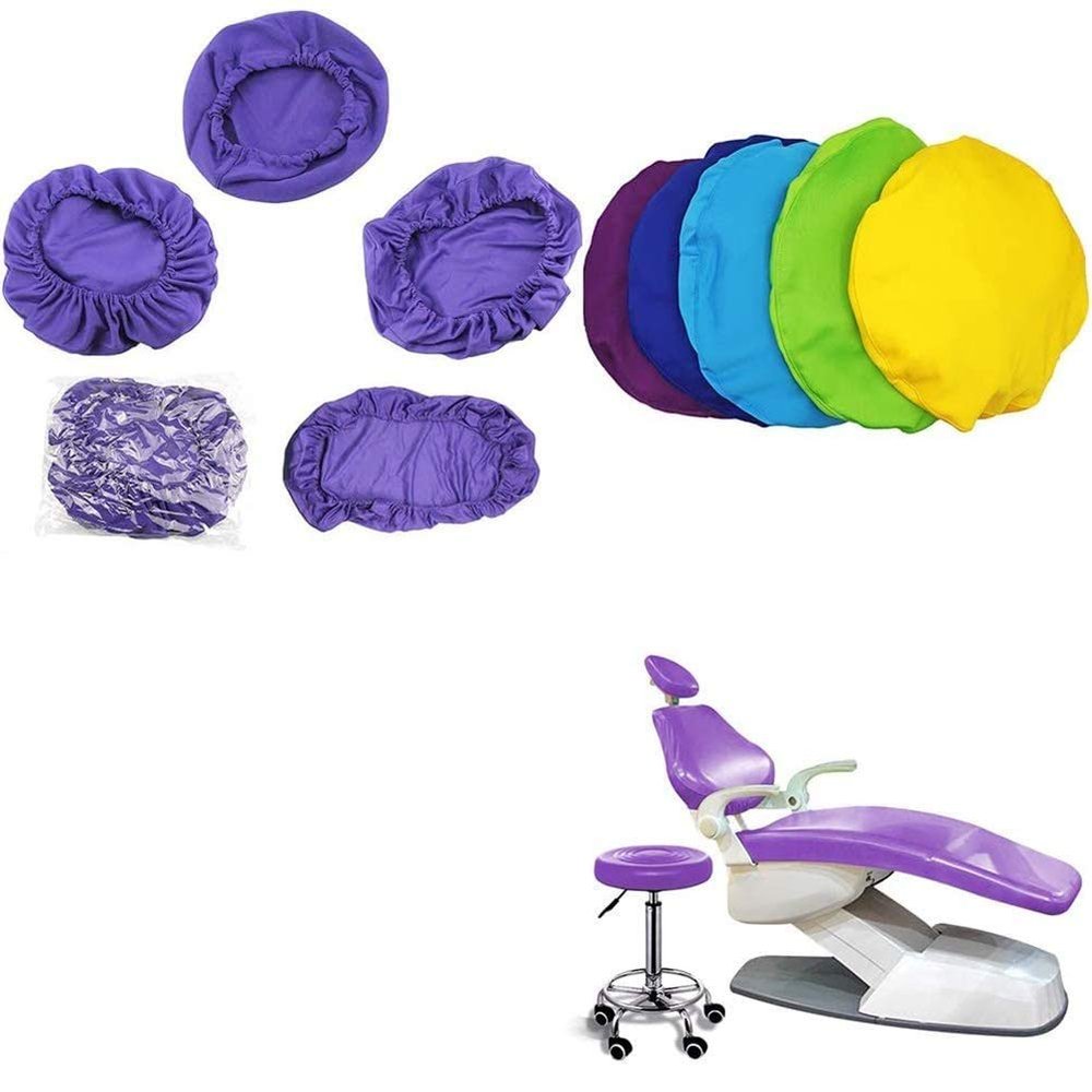 ORILAO 4Pcs/Set Protective Full Dental Chair Cover - Elastic Waterproof Protective Case PU Leather Dental Chair Seat Cover Headrest Backrest Protector Dentist Equipment (Purple, Large size)