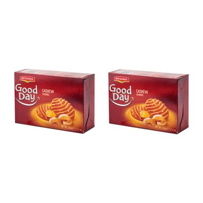 Britannia Good day Biscuits and Cookies 216g (Pack of 2)  Cashew Nuts - Highly Nutritive  Tasty and Healthy - Delicious Cracker Biscuits Cookies Tea Time Snacks for Kids & Family