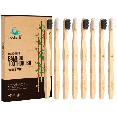 Extra Soft Bamboo Toothbrush with 20,000 Bristles, Composable Micro Nano Toothbrushes for Sensitive Gum, Pack of 8