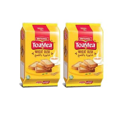 Britannia Wheat Rusk 610g (Pack of 2) Toast Premium Rusk - Highly Nutritive Perfect Tea Time Companion - Delicious Cracker Biscuits Cookies Tea Time Snacks for Kids & Family - Anytime Treat
