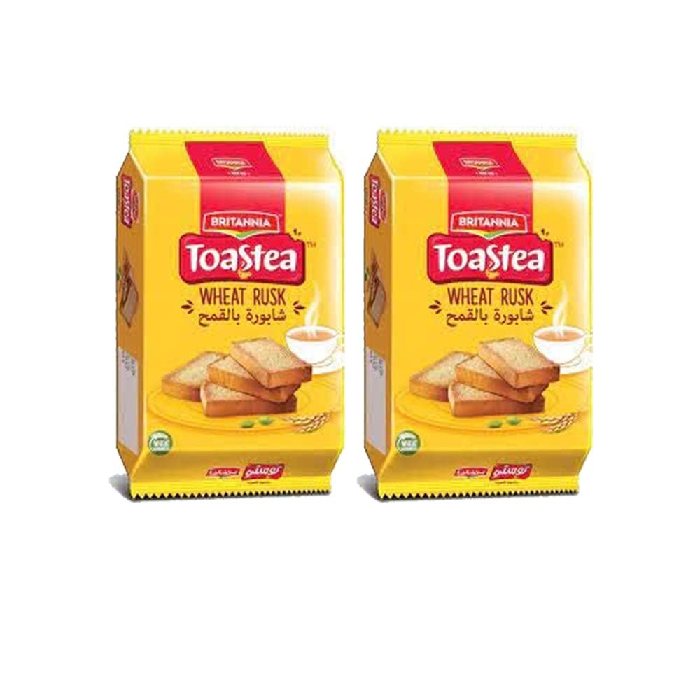 Britannia Wheat Rusk 610g (Pack of 2) Toast Premium Rusk - Highly Nutritive Perfect Tea Time Companion - Delicious Cracker Biscuits Cookies Tea Time Snacks for Kids & Family - Anytime Treat