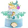 Glitter Mermaid Cake Topper 7Pcs, Cake Cupcake Toppers for Girls Mermaid Themed Birthday Cake Party Decorations view 1