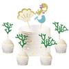 Glitter Mermaid Cake Topper 7Pcs, Cake Cupcake Toppers for Girls Mermaid Themed Birthday Cake Party Decorations view 2
