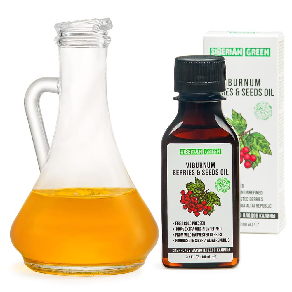 Siberian Green Viburnum Seeds and Berries Oil | 100% Natural Extra Virgin Cold Pressed 100 ml / 3.4 fl oz | Premium Flavour