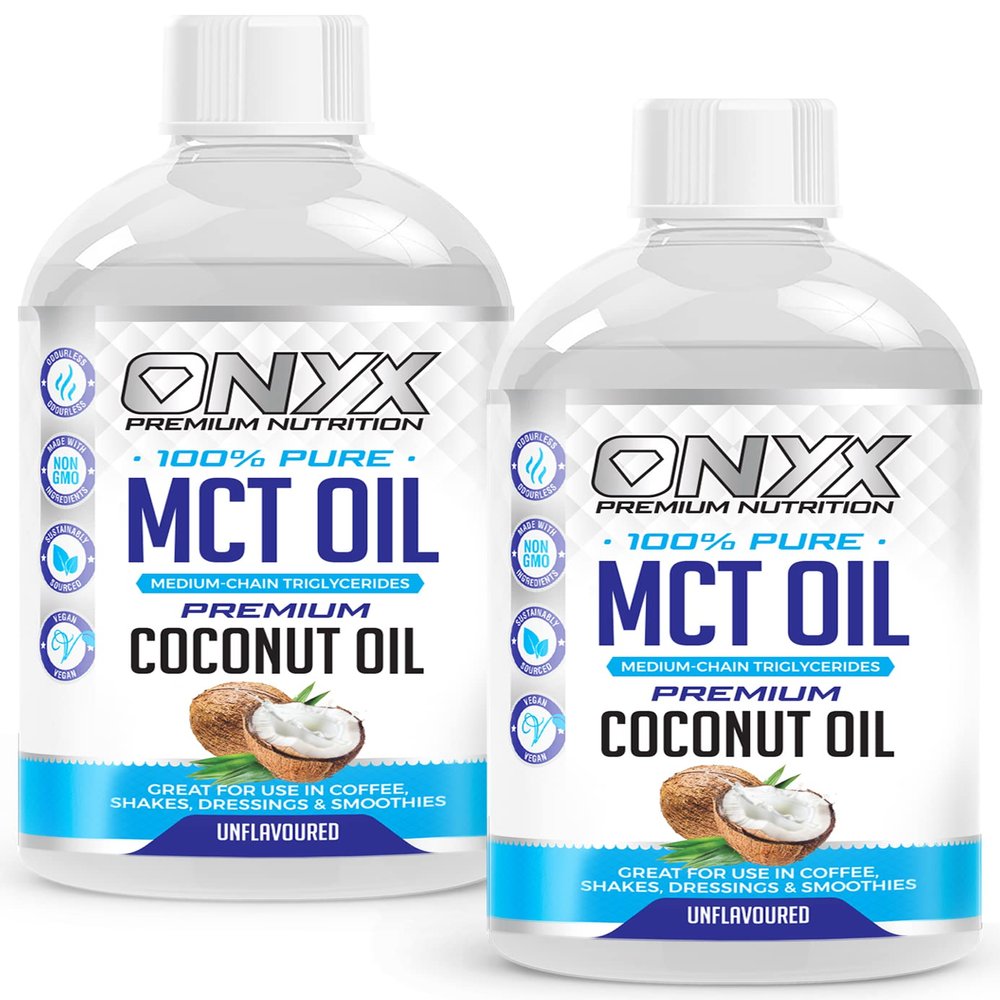 2x500ml Onyx MCT Oil High Potency C8 Premium Coconut Oil Ketones Booster - Suitable for Ketogenic, Paleo, Vegan & Low Carb Diet (UNFLAVOURED) Twin Pack 2 x 500ml