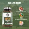 Barefoot Nutrition - B12 Complete, High Strength Supplement, Methylated B 12 (1000g) - with Cofactors Methyl folate (400g) & D-Biotin (400g) - 60 x 1 A Day Vegan-Friendly Capsules view 3